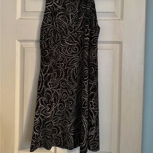 J Valdi Black & White Halter Mini Dress with Swirl Dot Print